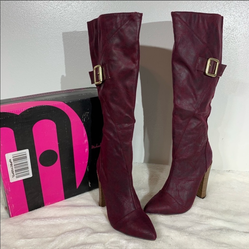 Knee high maroon boots